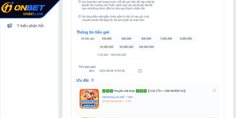 Cẩn trọng với những điều cần lưu ý khi nạp tiền ONBET