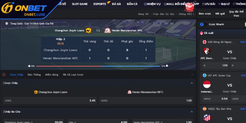 Tỷ lệ kèo cao thưởng hấp dẫn